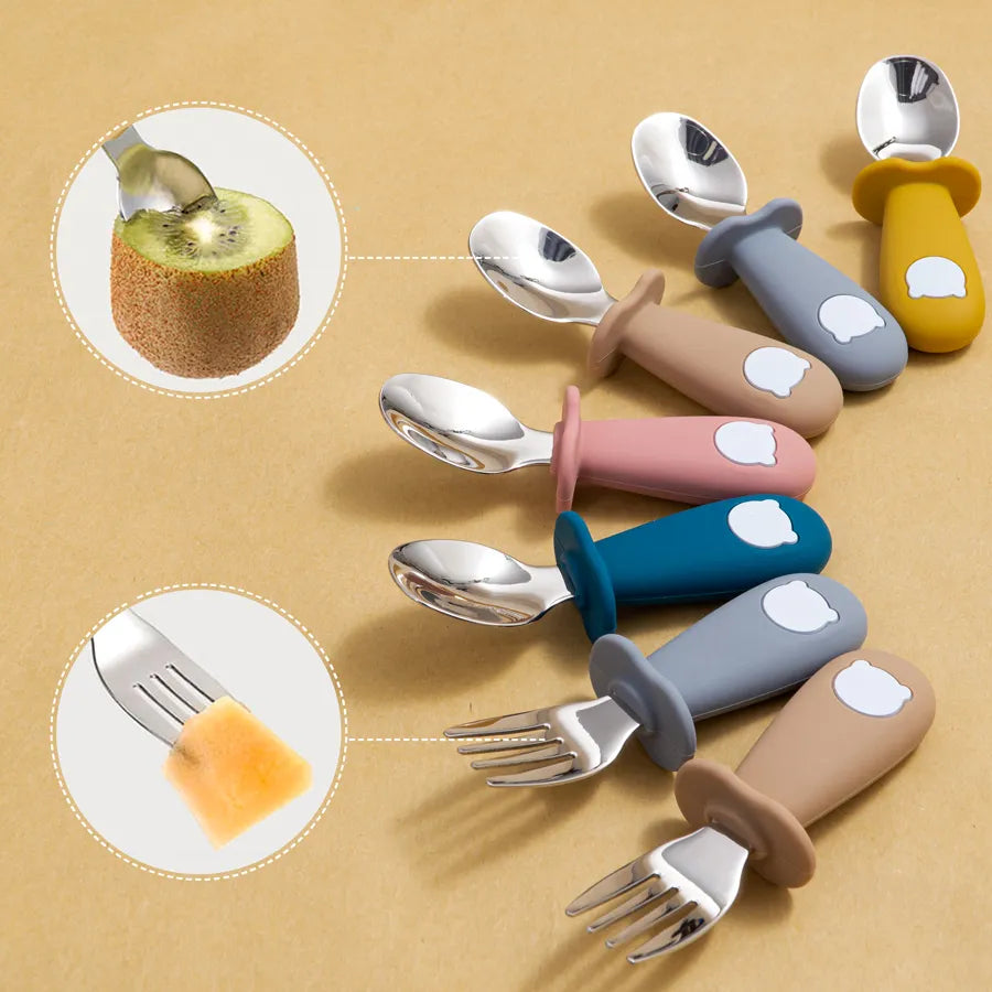 Baby Bear Silicone Cutlery Set (BPA Free)