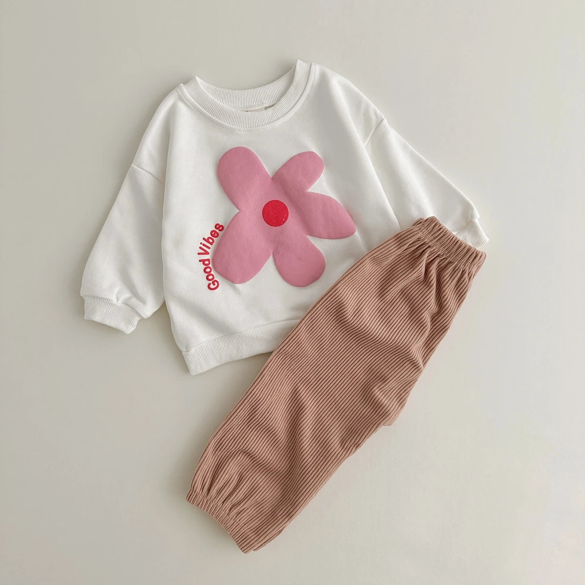 Good Vibes 2-Piece Sweatshirt & Corduroy Pant Set