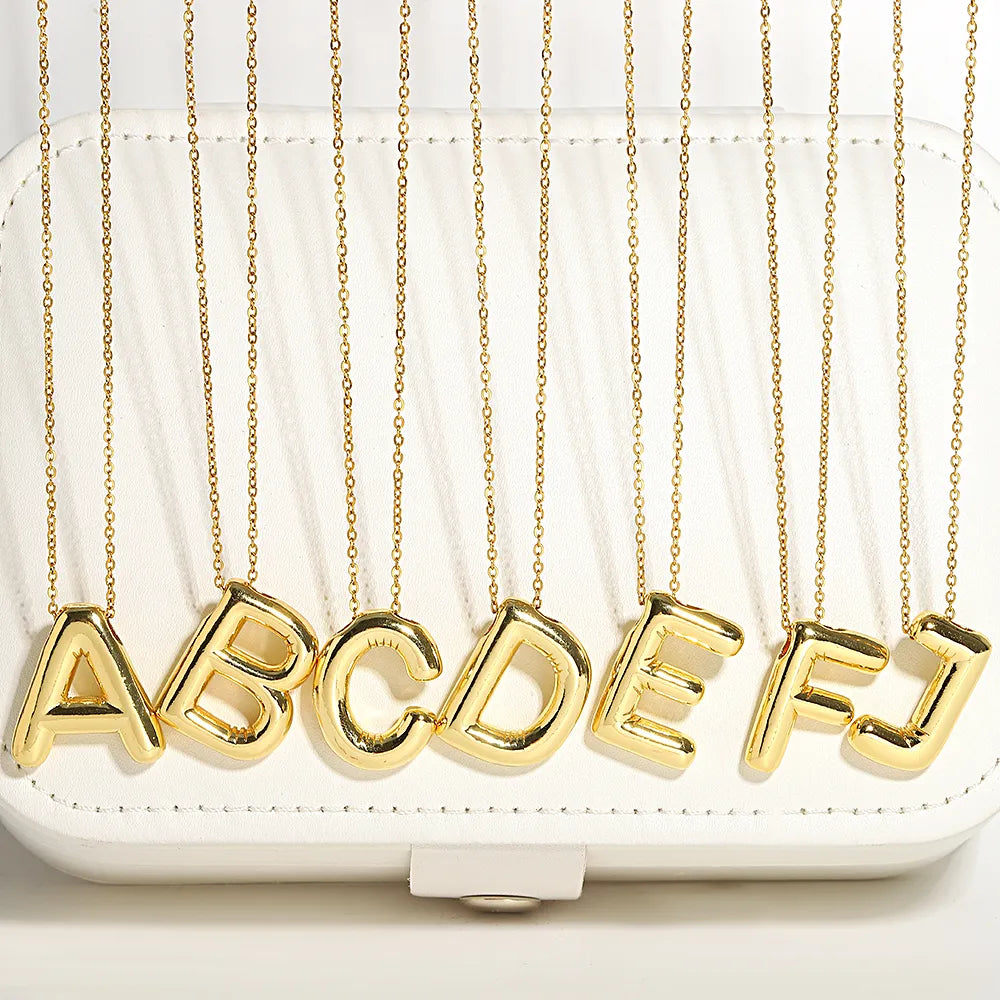 Gold Plated Bubble Letter Necklace