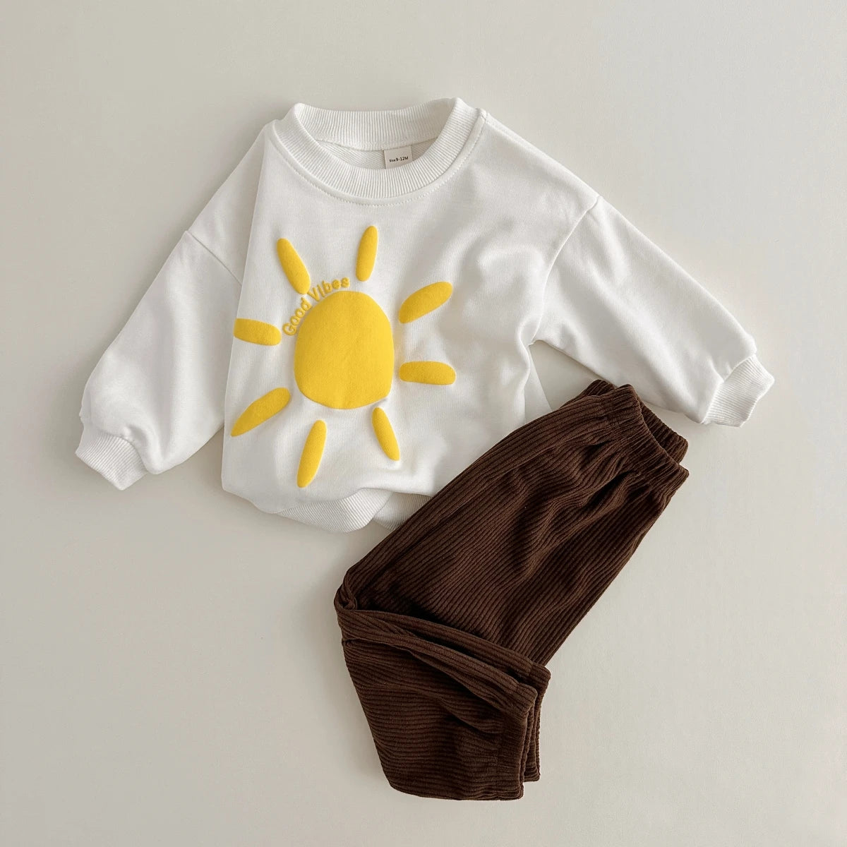 Good Vibes 2-Piece Sweatshirt & Corduroy Pant Set