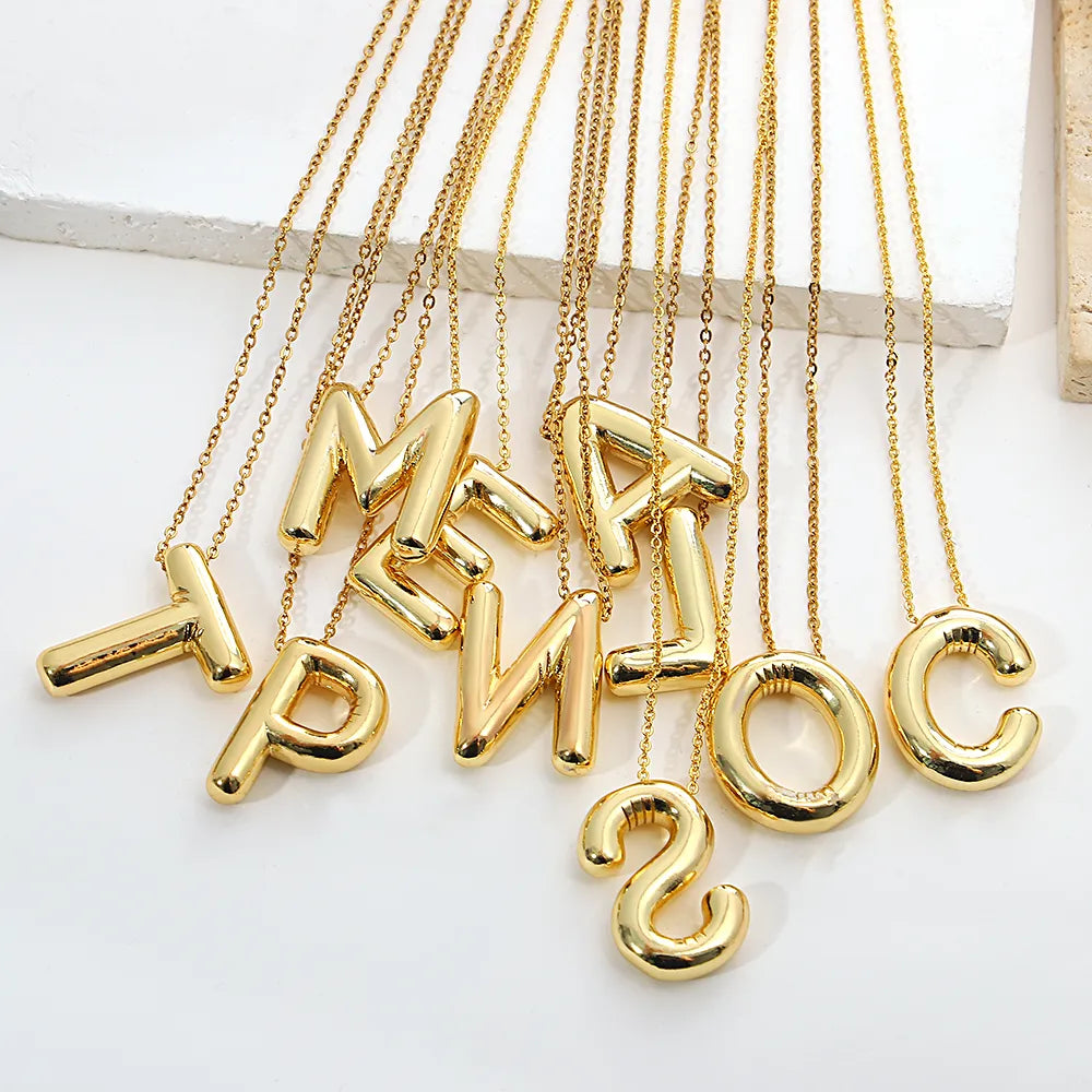 Gold Plated Bubble Letter Necklace