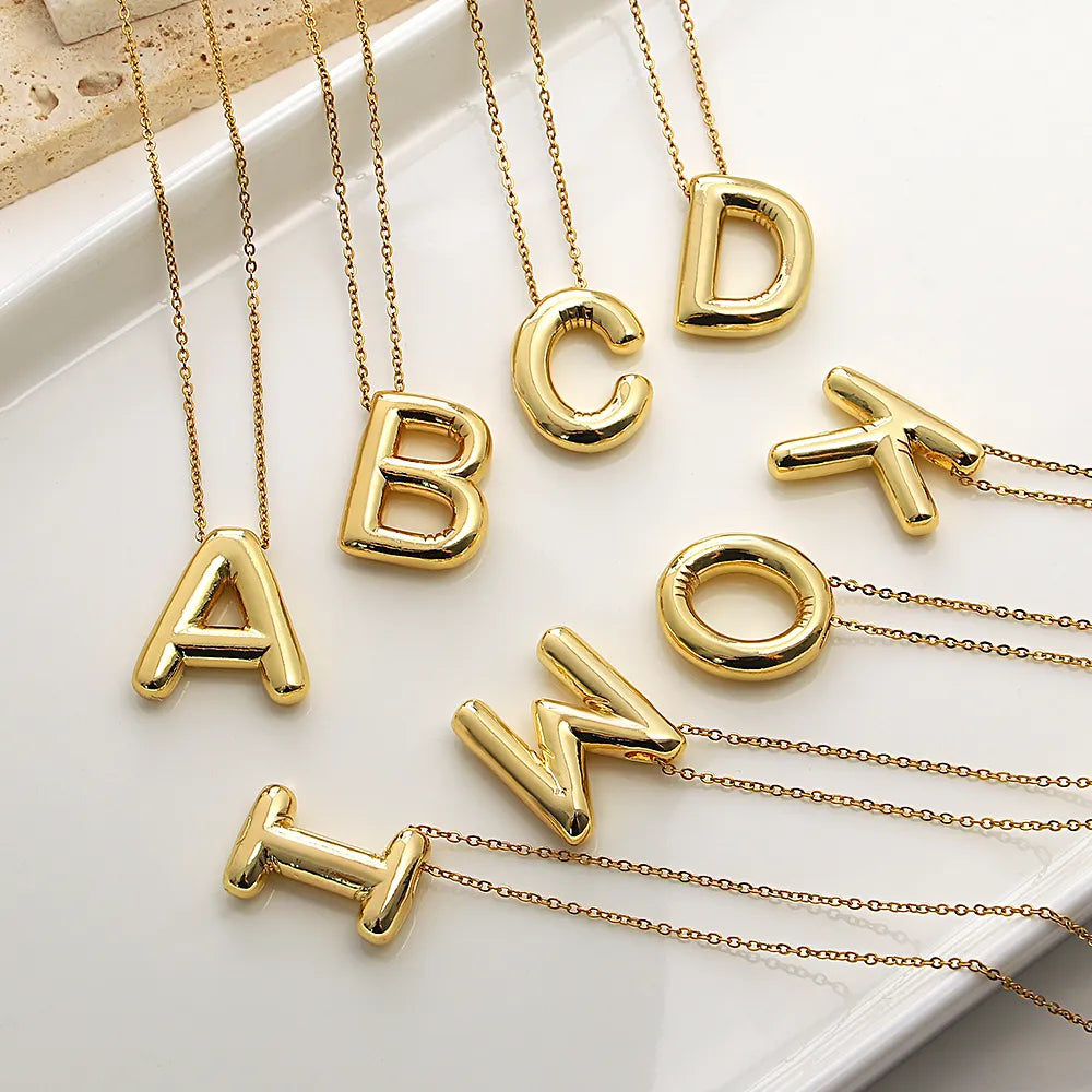 Gold Plated Bubble Letter Necklace