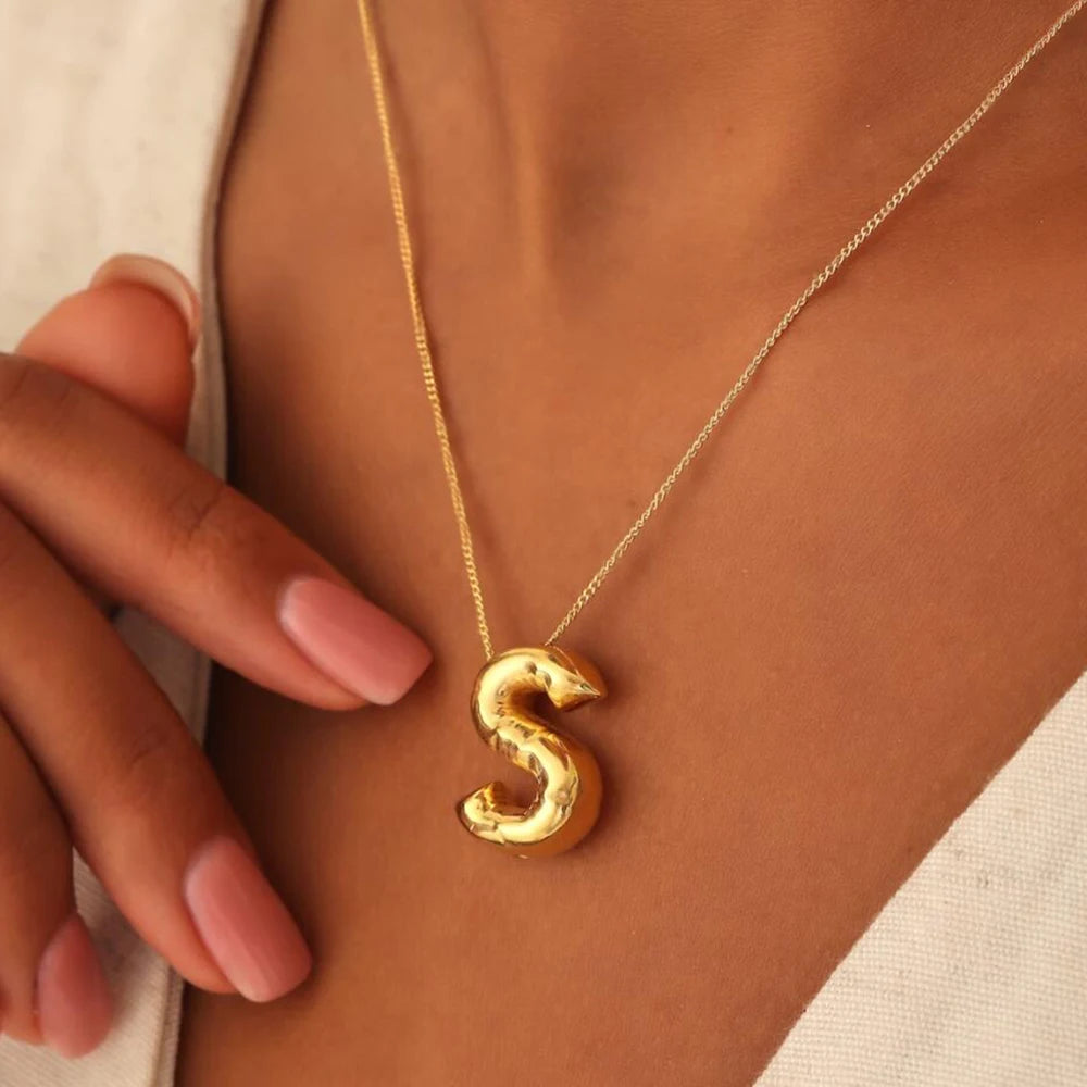 Gold Plated Bubble Letter Necklace