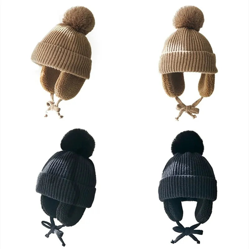 Pom-Pom Beanie with Earflap