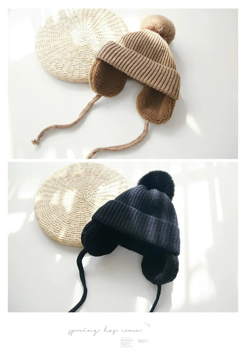 Pom-Pom Beanie with Earflap