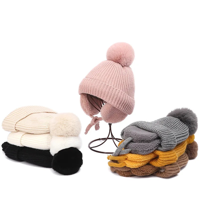 Pom-Pom Beanie with Earflap