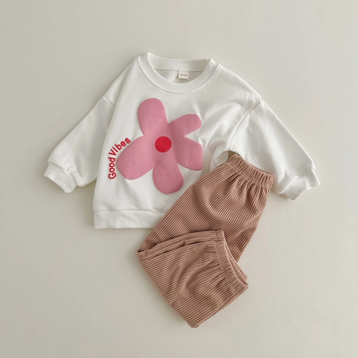 Good Vibes 2-Piece Sweatshirt & Corduroy Pant Set