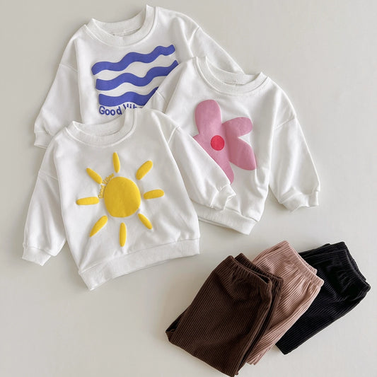 Good Vibes 2-Piece Sweatshirt & Corduroy Pant Set