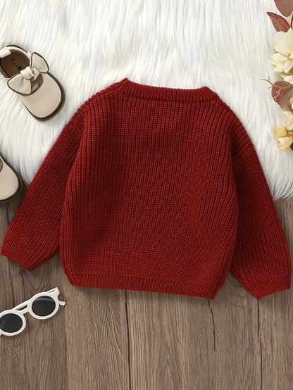 HoHoHo Embroidered Cable Knit Sweater