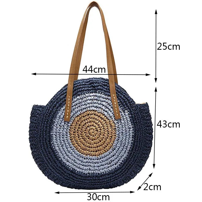 Large Evil Eye Straw Bag