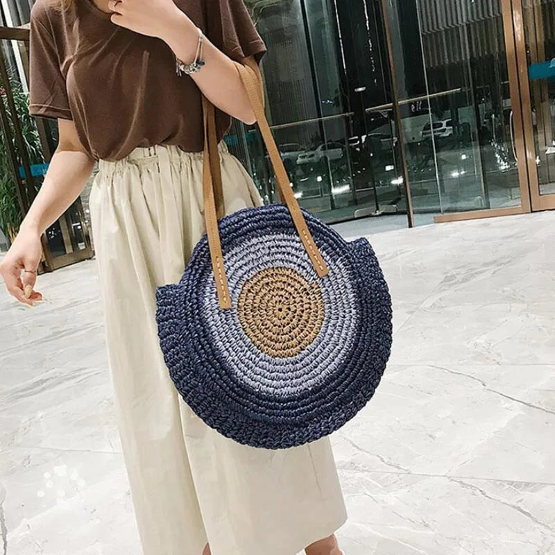 Large Evil Eye Straw Bag