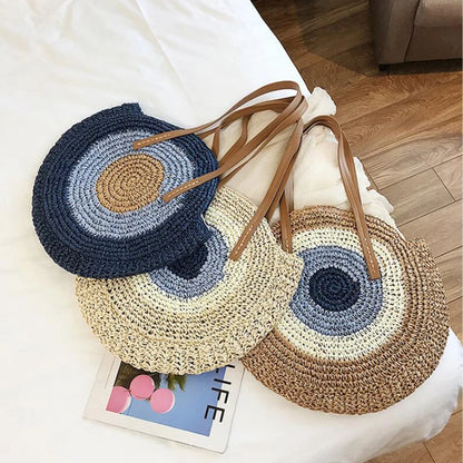 Large Evil Eye Straw Bag