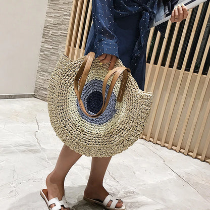 Large Evil Eye Straw Bag