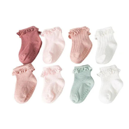 4 Pairs of Baby Cotton Socks (non slip)