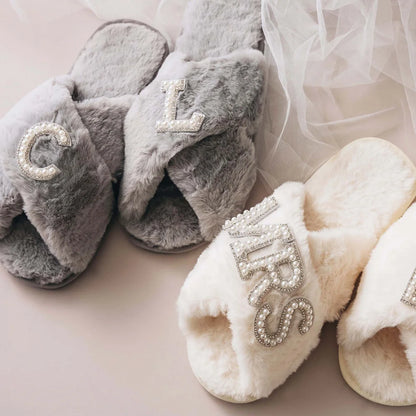 Personalized Pearls Fluffy Slippers