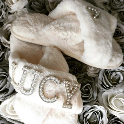 Personalized Pearls Fluffy Slippers