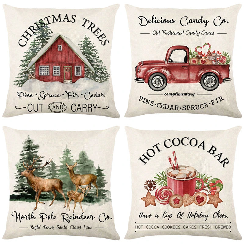 Linen Feel Christmas Cushion Cover