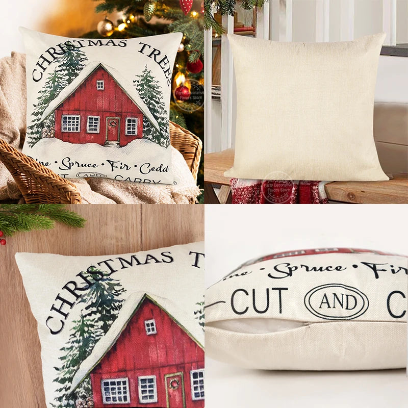 Linen Feel Christmas Cushion Cover